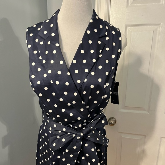 Chaps Navy & White Polka Dot Dress - Picture 2 of 2